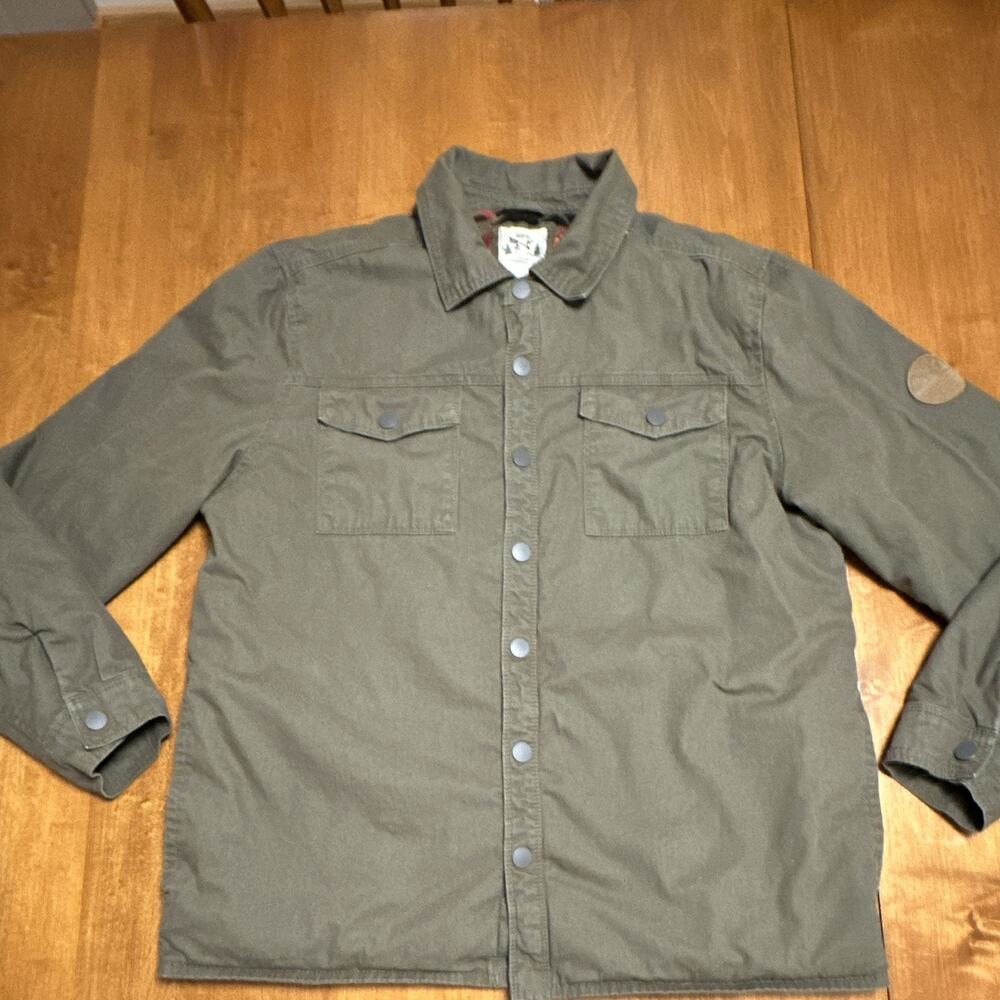 MBX Men’s Green Snap Front Point Collar Lined Mid-Length Jacket, M